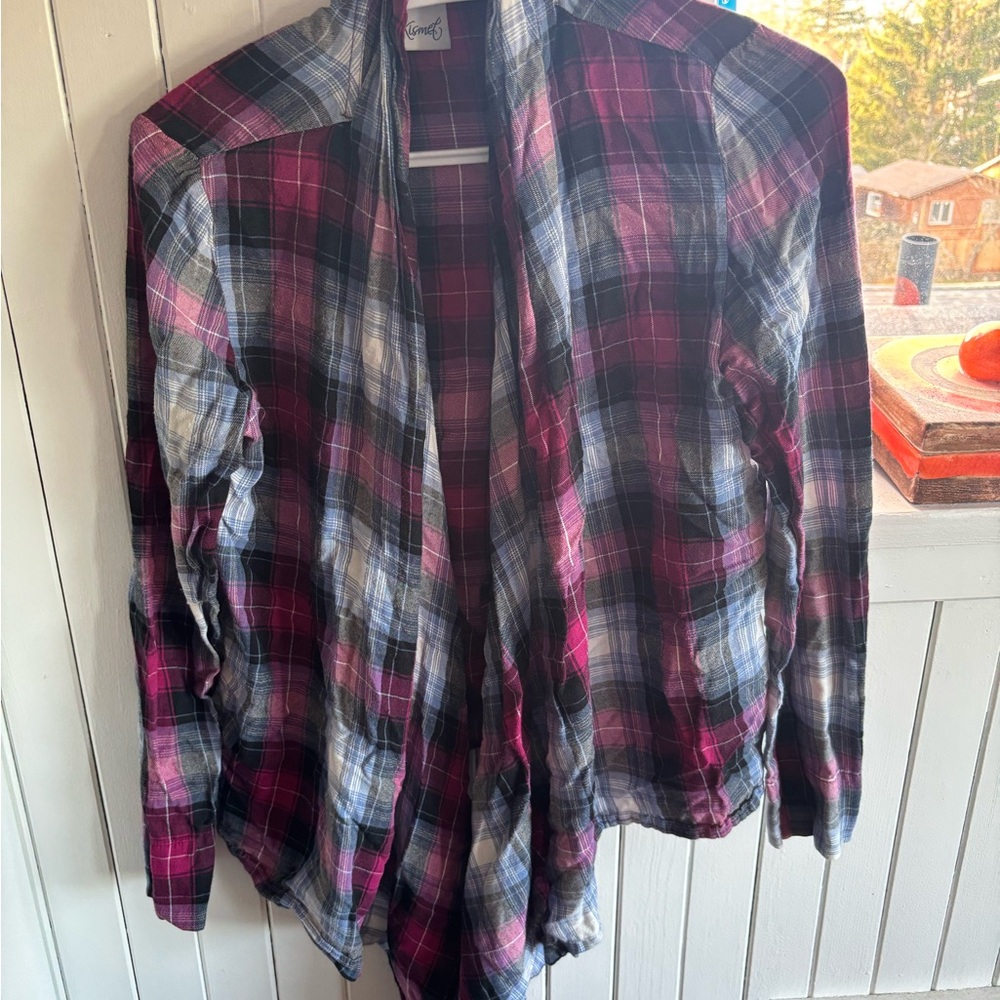 Kismet Purple and Black Plaid Cardigan